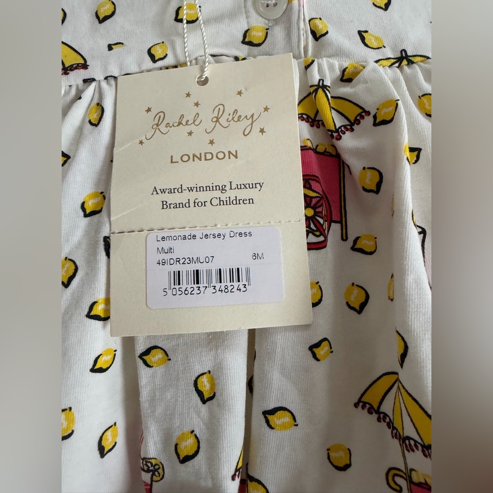 Rachel Riley‎ Lemonade Jersey Dress with Yellow and Pink Print - Picture 2 of 2